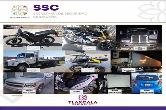 Policía Estatal recupera 10 unidades vehiculares con reporte de robo