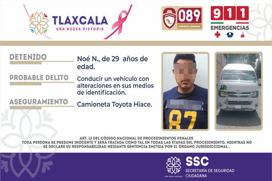 La SSC asegura vehículo con alteraciones en sus medios de identificación y detiene a una persona