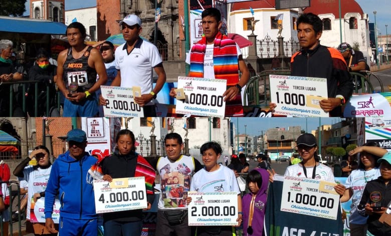 Jesús Nava y Karen Vázquez ganaron la carrera atlética de Chiautempan