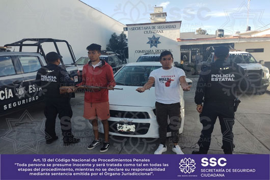 Detiene SSC a dos presuntos responsables de portación ilegal de arma de fuego en Acuitlapilco