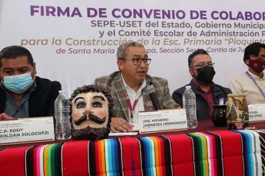 Firman convenio de colaboración SEPE-USET y el municipio de Contla