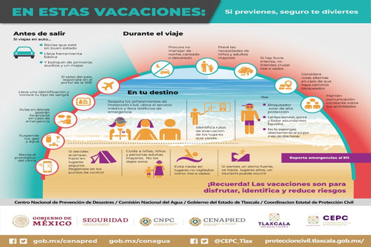 Emite CEPC recomendaciones para prevenir riesgos durante el periodo vacacional