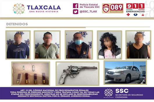 SSC asegura a cinco presuntos asaltantes en Tzompantepec