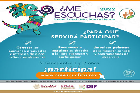 Invita SEDIF a niñas y niños a ser parte de la consulta nacional “¿Me Escuchas? 2022”