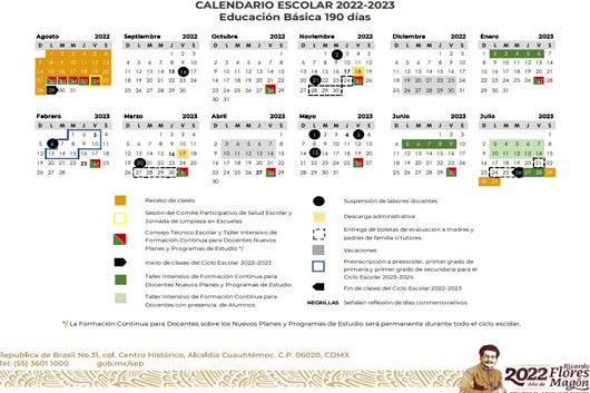 Publica SEP calendario escolar 2022-2023 de Educación Básica y Normal