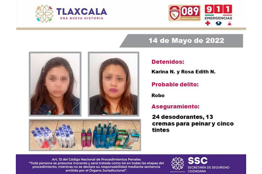 La SCC asegura a dos féminas por robo a tienda de conveniencia