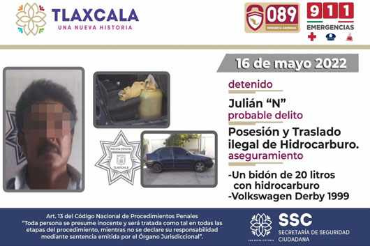 La SSC detiene a una persona y asegura una unidad con hidrocarburo