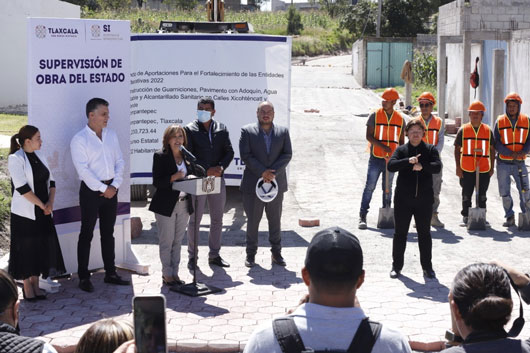 Supervisó Gobernadora Lorena Cuéllar obra de pavimentación y servicios básicos en Tzompantepec