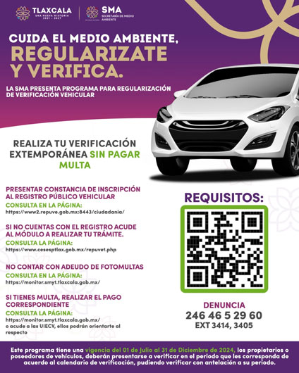 Invita SMA a tramitar verificación sin pago de multa