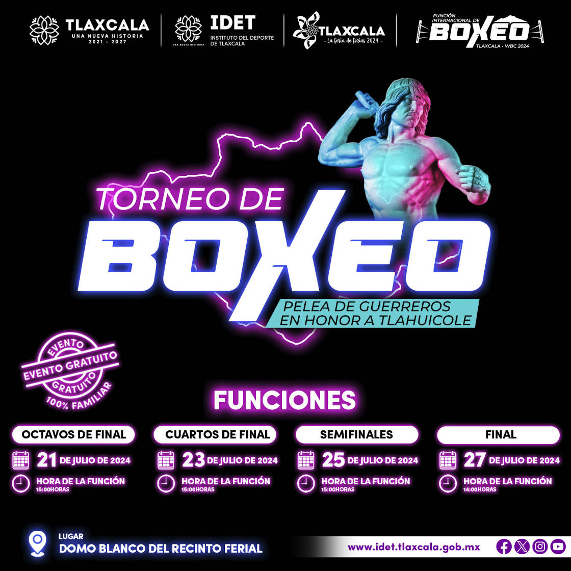 Realizará WBC e IDET torneo amateur de boxeo “Pelea de Guerreros en Honor a Tlahuicole”