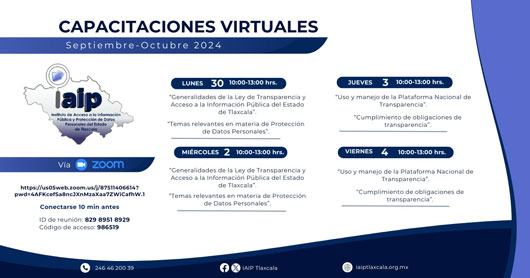 Prepara IAIP Tlaxcala serie de capacitaciones a titulares de transparencia de sujetos obligados