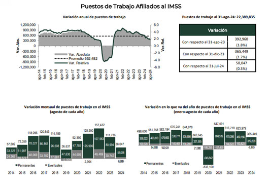 Puestos de trabajo afiliados al Instituto Mexicano del Seguro Social