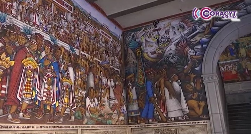Murales de Palacio de Gobierno son narrados por el maestro Desiderio Hernández Xochitiotzin