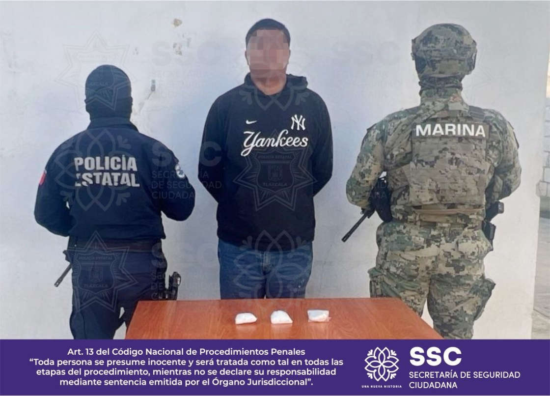 Detiene SSC a sujeto por delitos contra la salud en Tetla