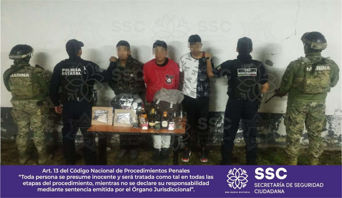 Detiene SSC a tres sujetos involucrados en robo a tiendas de conveniencia en el estado